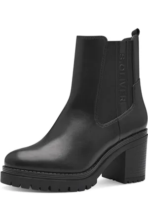 QS by s.Oliver Damen Chelsea Boots mit Blockabsatz Vegan, (Black), 41 EU
