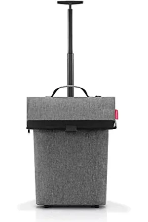 Reisenthel Trolley M in Silber, Rahmen: Schwarz – Praktischer Shopping-Trolley mit viel Stauraum und Reißverschluss ​– Aus wasserabweisendem Material