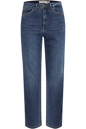 Ichi IHTWIGGY Raven Damen Jeans Denim Hose mit Stretch gerader Schnitt Crop Länge, Größe:31, Farbe: