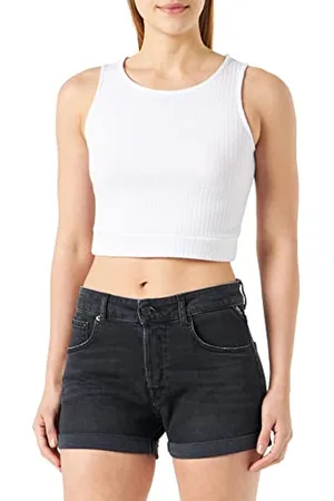 Replay Damen Jeans Shorts Anyta Baggy-Fit Bio, (Grau), 29W