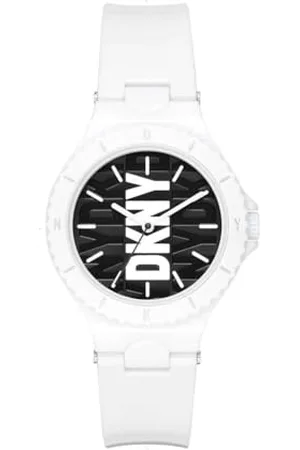 DKNY Damenuhren Chambers, QuarzDreizeiger Uhrwerk, 36MM Weißes Nylongehäuse mit PolyurethanArmband, NY6657