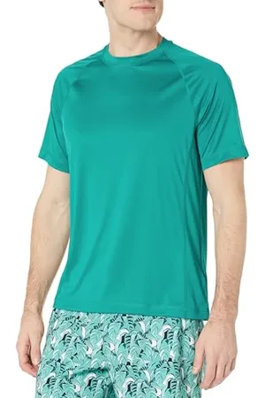 Amazon Herren Schmal Geschnittenes, Kurzärmeliges, Schnelltrocknendes UPF 50-Bade-T-Shirt, , L