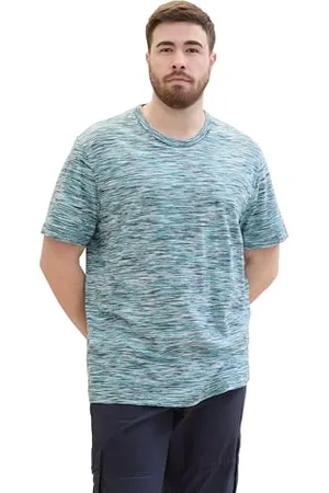 TOM TAILOR Herren Plussize T-Shirt in Space Dye Optik, teal multicolor spacedye, 4XL
