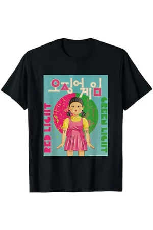 Squid Game Korean Text Logo Rot Hellgrün Licht Puppe T-Shirt