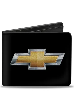 Buckle Bi-Fold Wallet PU Bifold Wallet - Chevy Bowtie Schwarz/Gold Logo zentriert Herren
