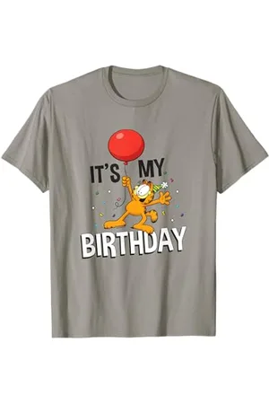 Garfield Unisex-Erwachsene T-Shirt - Klassisch, , Cartoon-Geburtstag, Kurzarm, Small, Glitzer, -Logo
