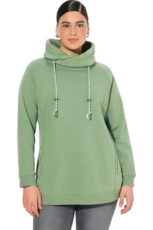 Ulla Popken Damen große Größen Übergrößen Plus Size Sweatshirt, weiter Stehkragen, Taschen, Raglan-Langarm