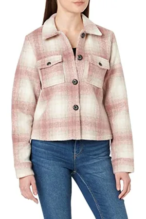 ONLY Damen Onllou Short Check OTW Noos Jacket, Pumice Stone 5, L EU