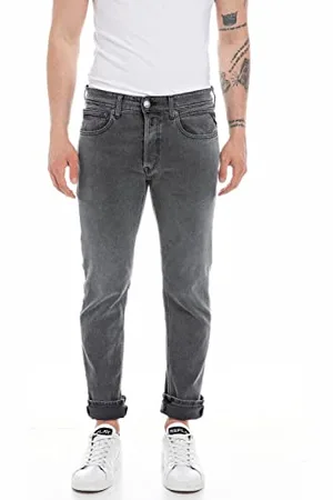 Replay Herren Jeans Grover Straight-Fit Recycled mit Stretch, (Grau), 29W / 32L