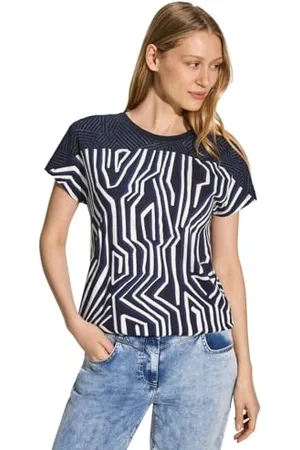 CECIL Damen B321783 Burn-Out T-Shirt Mit Print, , XS EU