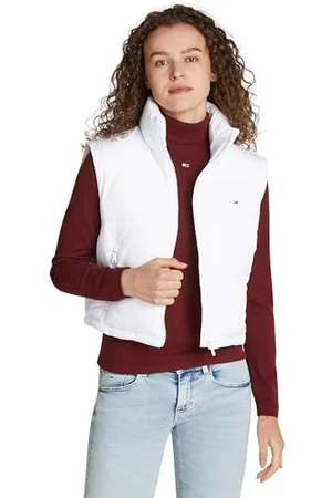 Tommy Hilfiger Damen Weste Essential Puffer Vest Cropped, (White), M