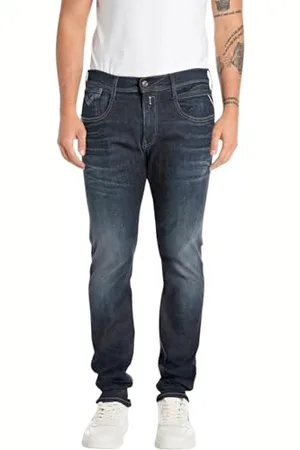 Replay Herren Jeans Anbass Slim-Fit Hyperflex mit Stretch, Blau , 31W / 30L