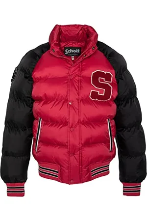 Schott NYC Unisex Austin Schott Zweifarbige Jacke mit Abzeichen, rot/schwarz, S