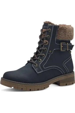 QS by s.Oliver Damen Stiefeletten zum Schnüren Wasserabweisend Vegan, Blau , 38 EU