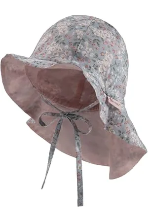 Sterntaler Sonnenhut Millefleurs mit Nackenschutz und Bindeband - Schirmmütze Kinder gefüttert mit Batist (Bio) - Sommerhut Mädchen aus Baumwolle mit Größenregulierungsband UV30 - , 53