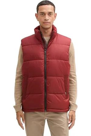 TOM TAILOR Herren 1042204 Puffer-Weste mit Stehkragen, 13721-Burgundy Dark Red, XL