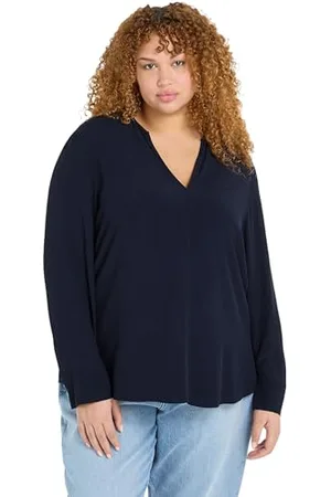 Tommy Hilfiger Damen Bluse Viscose Crepe Blouse V-Ausschnitt, , 48