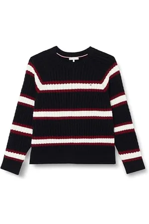 Tommy Hilfiger Damen Pullover C-Neck Sweater Strickpullover, Mehrfarbig (Rouge/Ecru/ Desert Sky Stp), 50