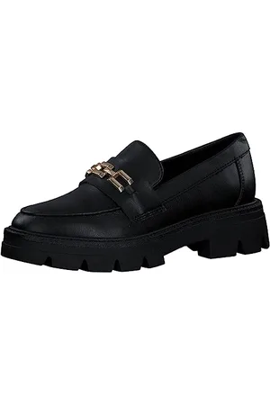 QS by s.Oliver Damen Loafer mit Plateau aus Kunstleder mit Kette Vegan Schwarz , 40