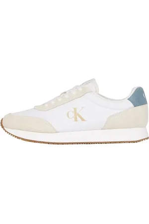 Calvin Klein Herren Runner Sneaker Retro Iconic Schuhe, Mehrfarbig (Bright White/Creamy White/Lead), 40