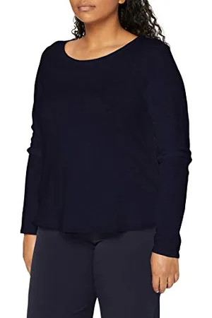 Marc O’ Polo Marc OߴPolo Denim Damen Langarmshirt aus Bio-Baumwolle mit U-Boot-Ausschnitt, Blau , S