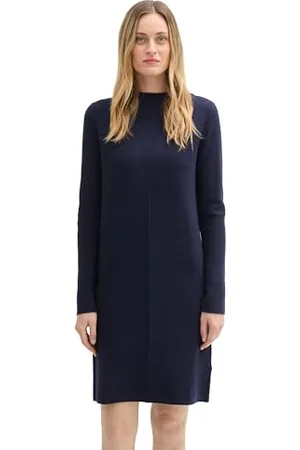 TOM TAILOR Damen Strickkleid mit kurzem Stehkragen, , 36
