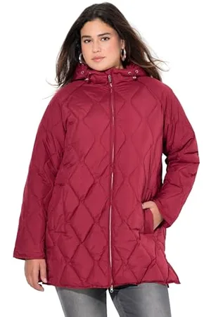 Ulla Popken Damen große Größen Übergrößen Plus Size HYPRAR Long-Steppjacke, wasserabweisend, 2-Wege-Zipper