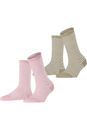 ESPRIT Damen Socken Fine Line Multipack W So Baumwolle gemustert 2 Paar, , 39-42