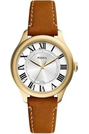 Fossil Damen Analog Quarz Uhr mit Leder Armband ES5397