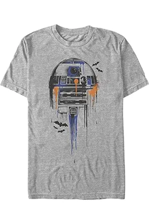 STAR WARS Unisex Splatter R2 Organic Short Sleeve T-Shirt, Melange Grey, XXL