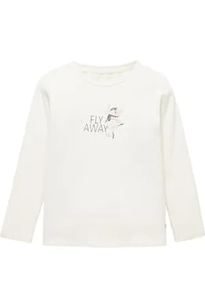 TOM TAILOR Mädchen Kinder Langarmshirt mit Print , Wool White, 92/98