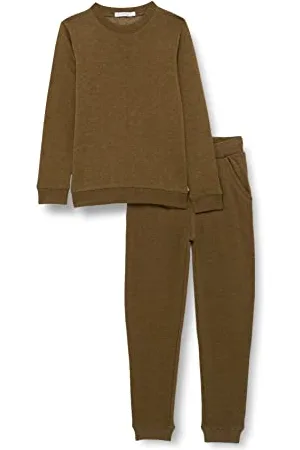 Minymo Unisex Kids Sweat Set (2-pcs) Shirt, Dark Olive, 122 (2er Pack)