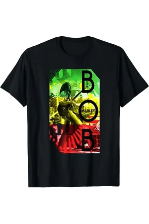 Bob Marley T-Shirt Rasta Stripe, Unisex Erwachsene, Klein, Multicolored, Kurzarm, Klassische Passform