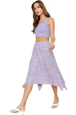 Trendyol Damen Asymmetrischer Gestrickter Rock Skirt Western, , XS