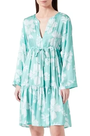 Replay Damen Kleid Langarm aus Viskose, (Mehrfarbig), XL