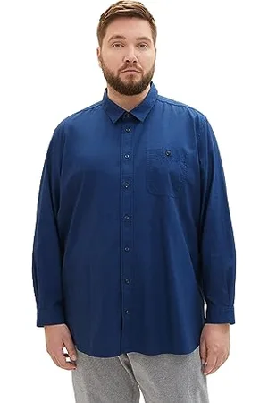 TOM TAILOR Herren 1037450 Regular Fit Hemd aus Baumwolle, 32318-navy Blue Chambray, XL