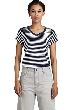 G-Star RAW Damen Eyben Stripe Slim V-Neck Top