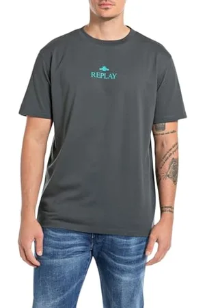 Replay Herren T-Shirt Kurzarm aus Baumwolle, Blau (Ocean Blue 094), M