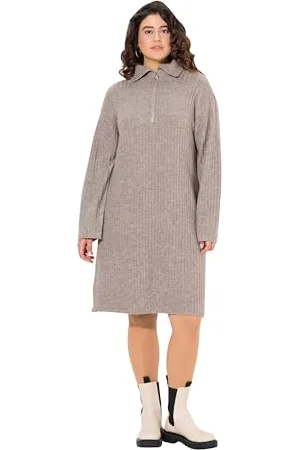 Ulla Popken Strickkleid mit Troyerkragen
