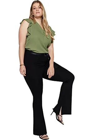 Trendyol Damen Damenhose, Normale Taille, ausgestelltes Bein, Übergröße Hose, , XX-Large Mehr