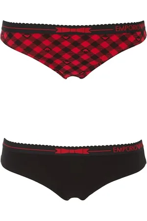 Emporio Armani Damen Tartan Christmas Cotton 2-Pack Brasilian Unterwäsche, , M