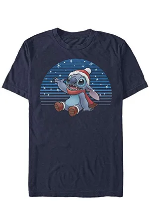 Disney Unisex Lilo & Stitch Snowing Stitch Organic Short Sleeve T-shirt T-Shirt, Navy Blue, M