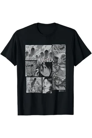 Attack on Titan Eren Vs Titans Split Anime Panels T-Shirt