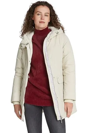Tommy Hilfiger Damen Parka mit Kapuze, Elfenbein (Newsprint), S