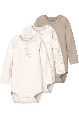 NAME IT Baby Unisex Nbnbody 3P Ls Giraffe Noos, Numeric_50 (3er Pack)