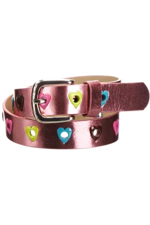 Playshoes Mädchen Gürtel 601330 Mädchen Glitzer Gürtel mit Herzchen, Gr. 55, Mehrfarbig (pink)