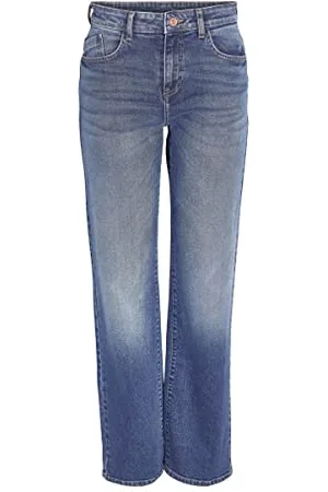 Noisy May Straight Fit Jeans Regular Waist Denim Weite Hose mit Reißverschluss NMYOLANDA, Farben: ,Größe Damen:W26 L32,Z - Länge L30/32/34/36/38:L32