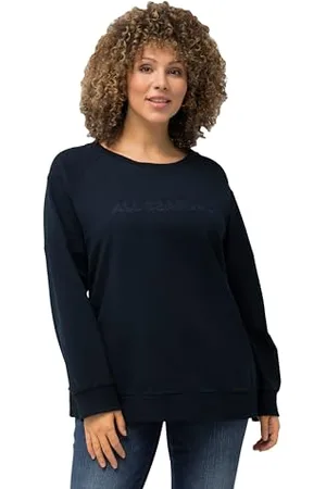 Ulla Popken Damen Raglan Tonigem Stick Sweatshirt, , 46-48