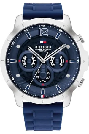 Tommy Hilfiger Multi Zifferblatt Quarz Uhr für Herren mit Marinblaues Silikonarmband - 1710489