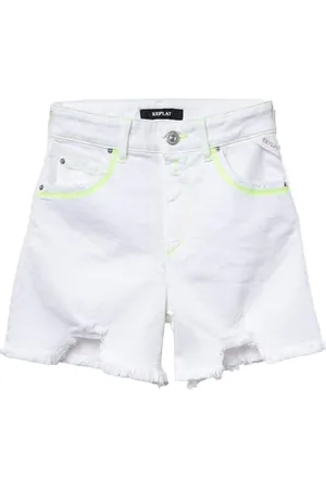 Replay Mädchen Jeans Shorts mit Stretch, Weiß (White 001), 4 Jahre